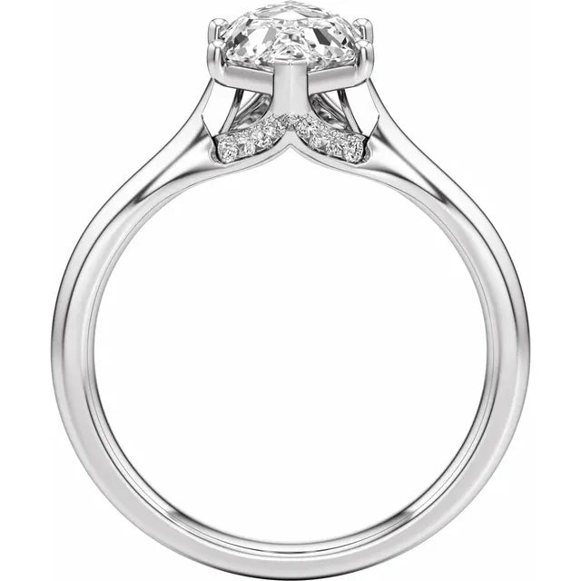 Stuller 14K white gold accented engagement ring - back and gallery view