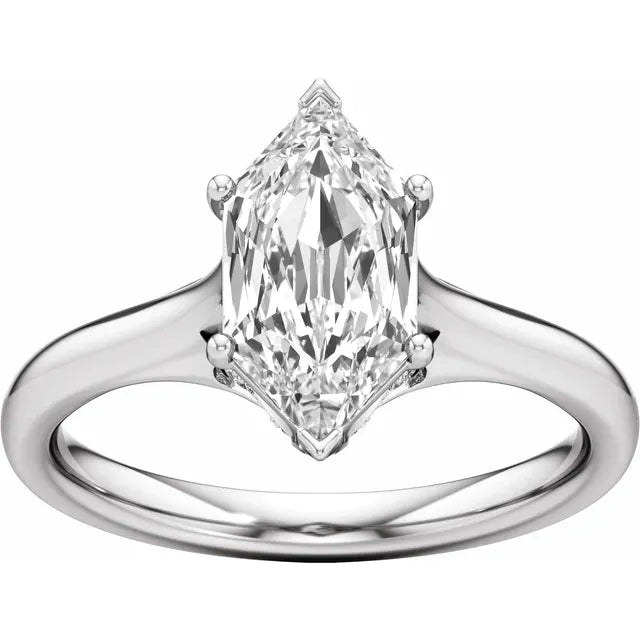 Stuller 14K white gold 2 1/6 CTW elongated hexagon lab-grown diamond ring - front view