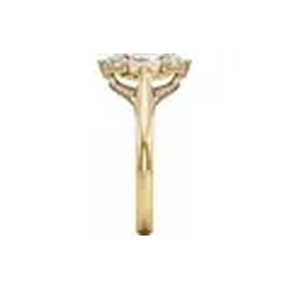 14K yellow gold elongated hexagon engagement ring, rear setting view
