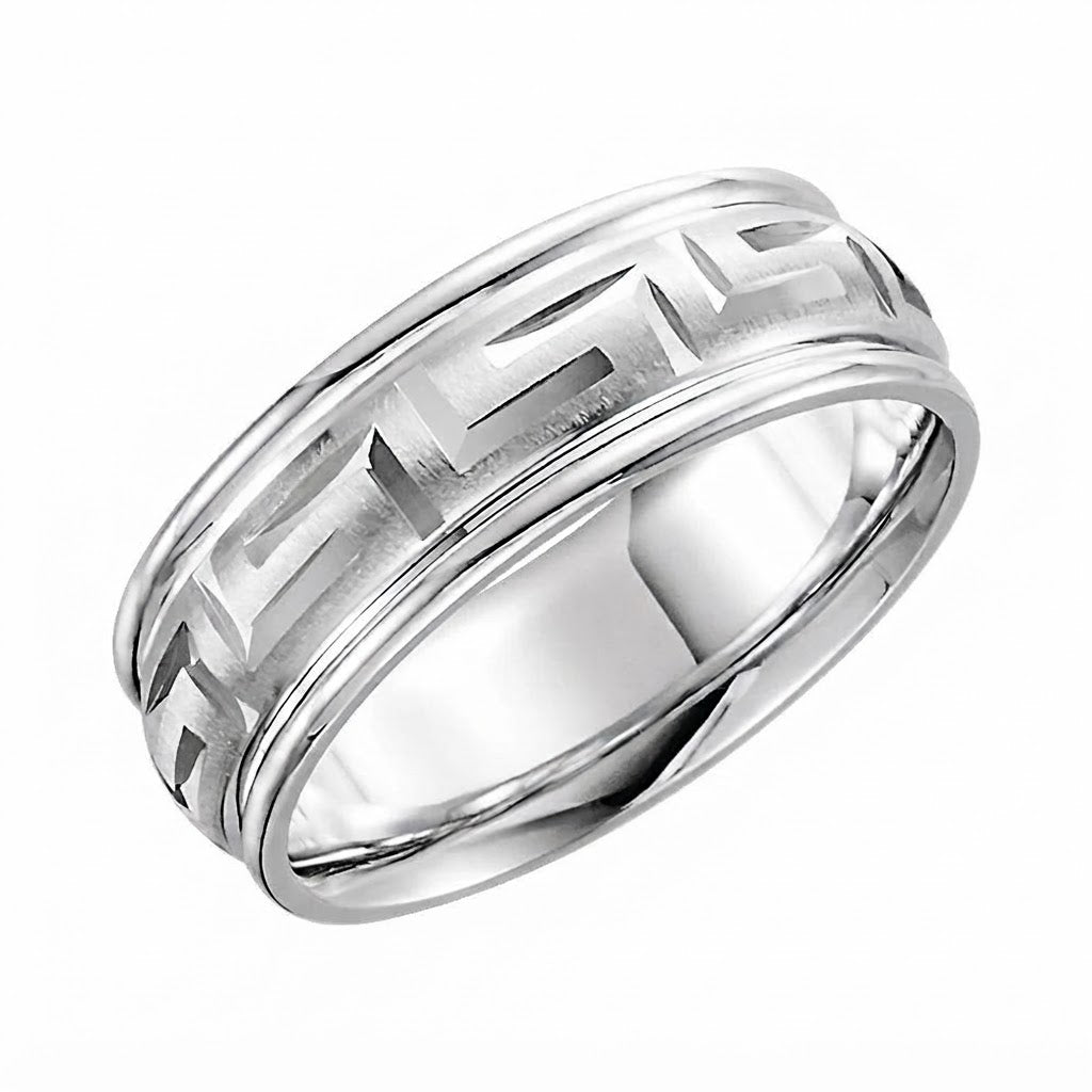 Greek Key White, color-accurate jewelry image on pure white