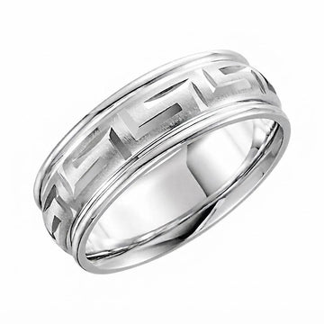 Greek Key White, color-accurate jewelry image on pure white