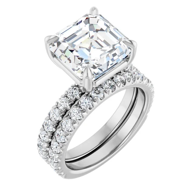 5.25 ct Asscher Lab-Grown Diamond Engagement Ring in 14K White Gold, Engagement Rings