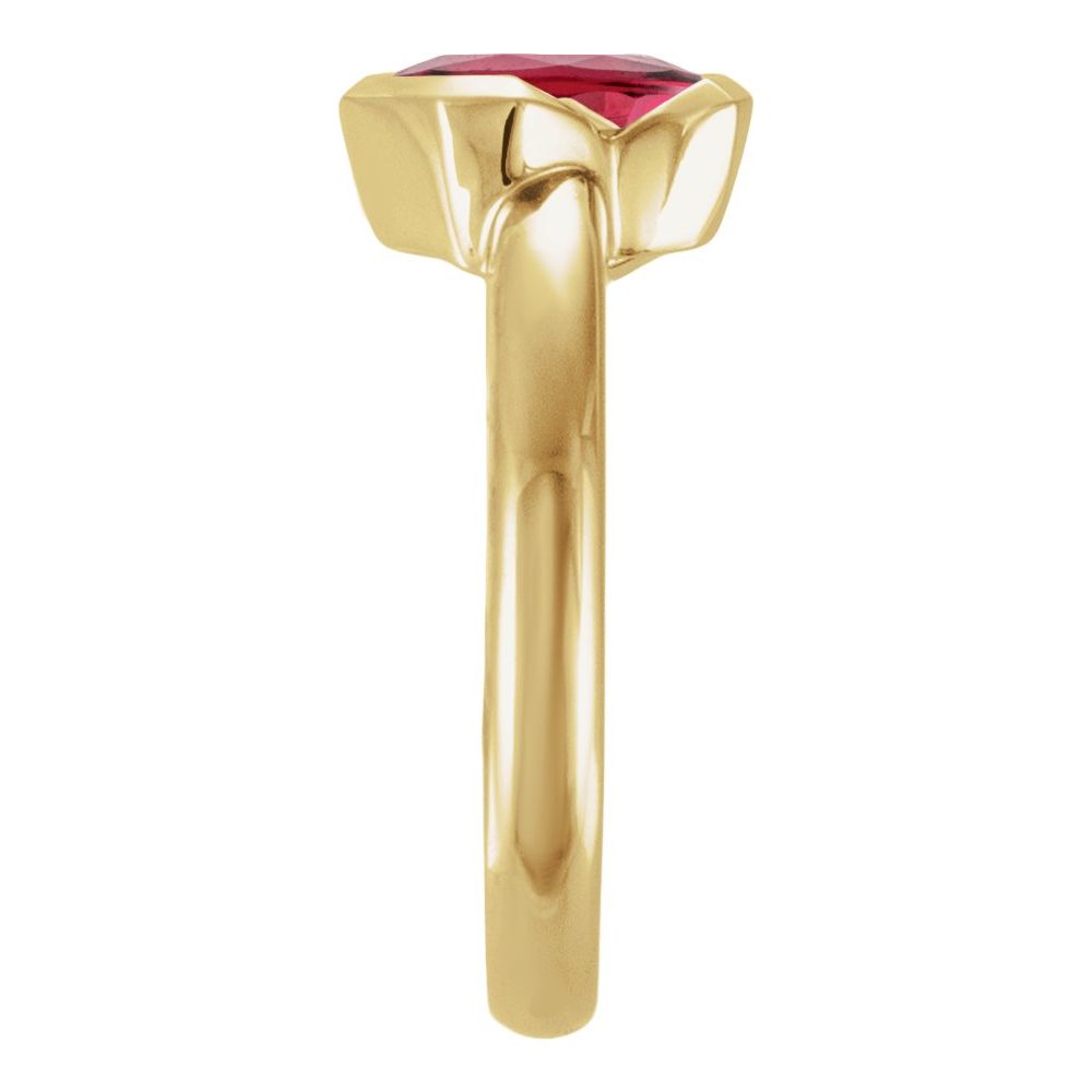 14K yellow gold emerald-cut lab-grown ruby solitaire ring