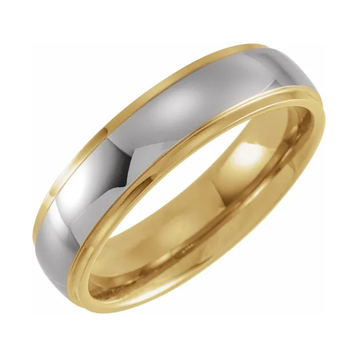 Silver and yellow-gold-tone 6 mm stepped-edge tungsten men's wedding band